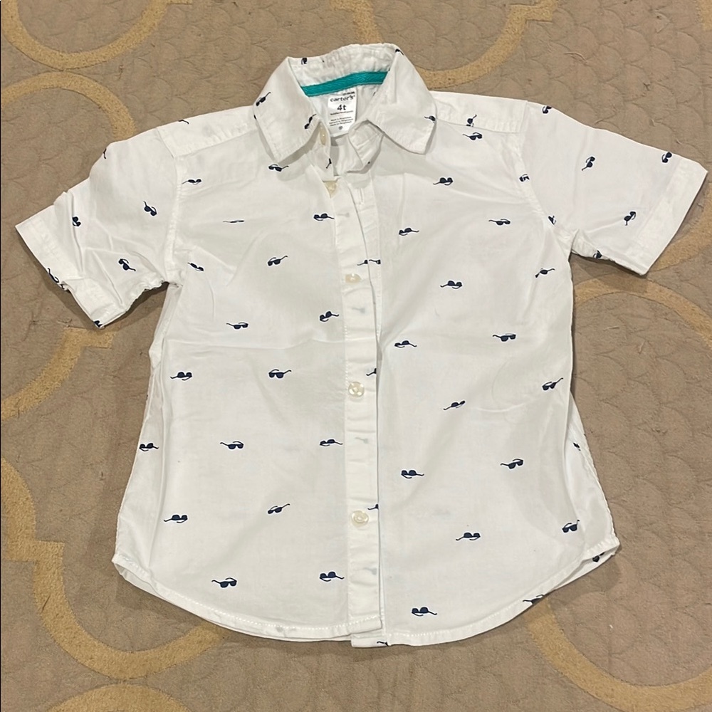 White Kids Shirt with Navy Sunglasses Design